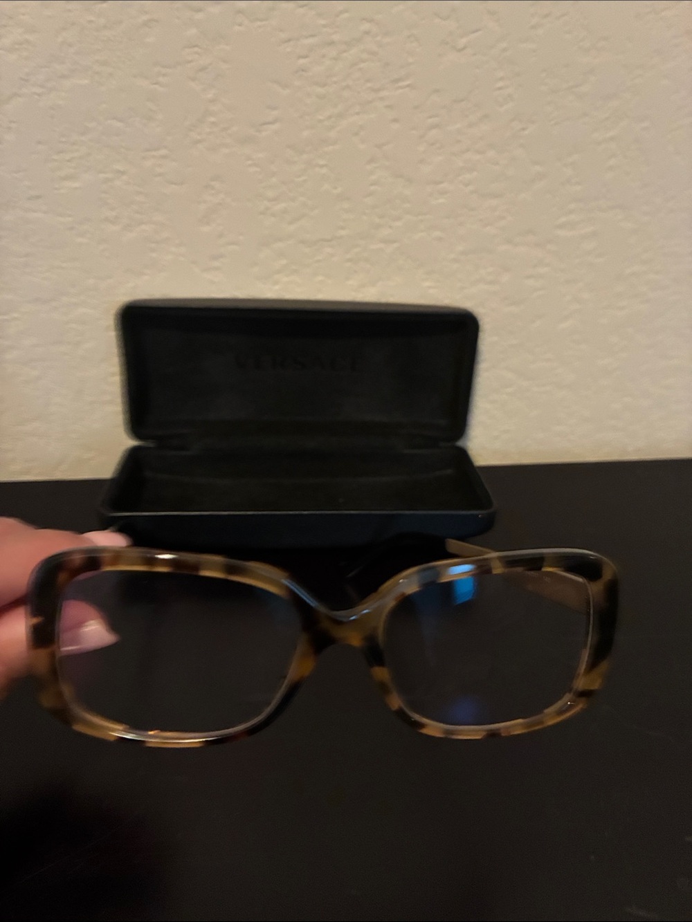 Versace Tortoise Square Acetate Women's Glasses in Brown and Black